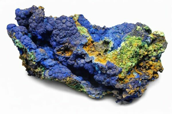 A spectacular specimen on azurite with malachite from the Copper Queen mine in Bisbee, Arizona